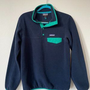 Navy/ Teal Patagonia Lightweight Synchilla Snap-T Fleece Pullover
